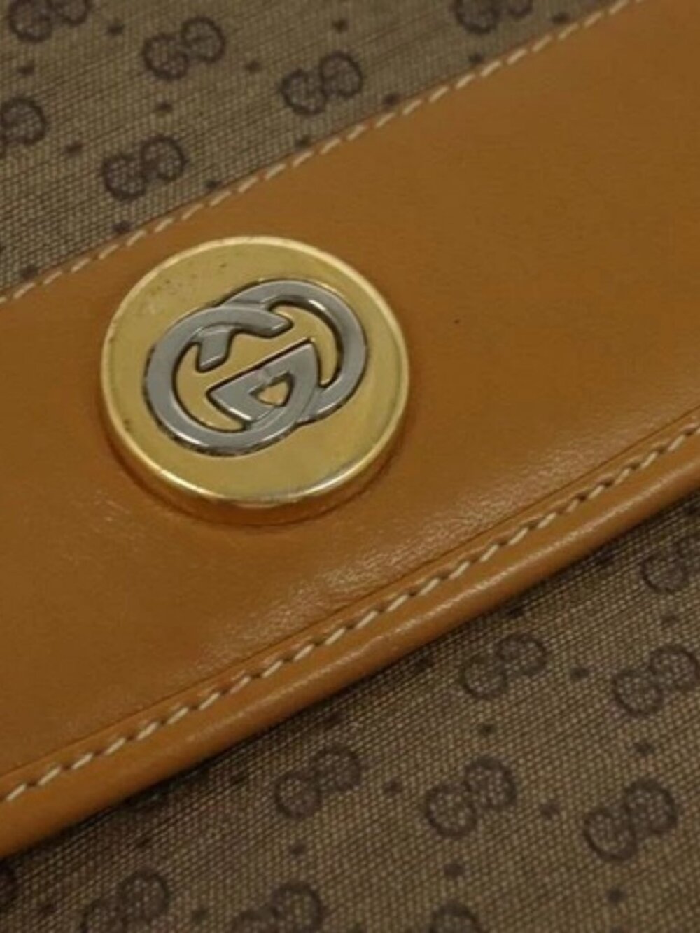 GUCCI Micro GG Supreme Shoulder Bag PVC Brown Gold Auth BA959 - Picture 12 of 16